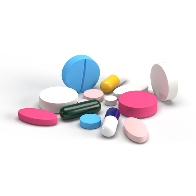 pastillas y comprimidos de diferentes tamaños y formas