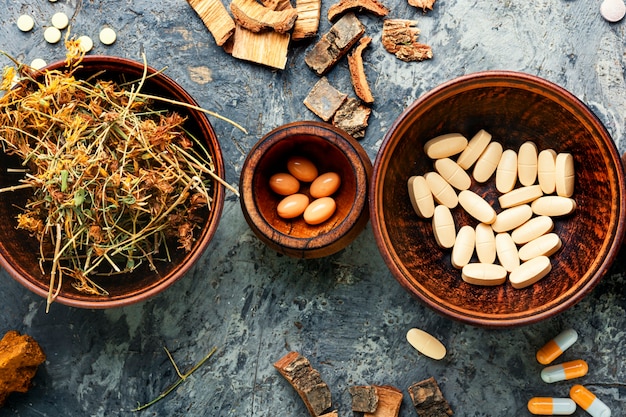 Pastillas de hierbas medicinales