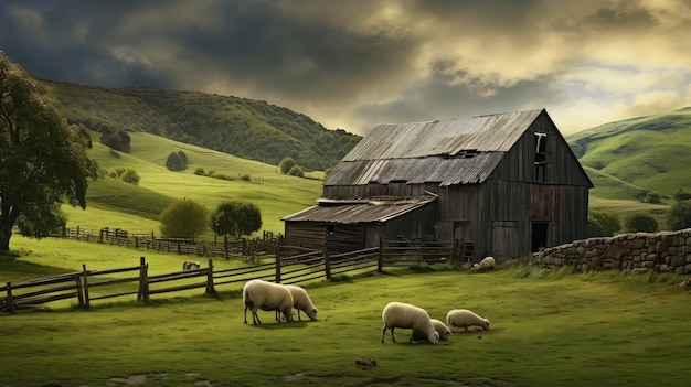 Foto el pasto de las ovejas