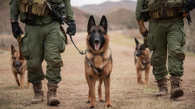 El pastor belga Malinois guarda la frontera las tropas fronterizas demuestran la habilidad de los perros