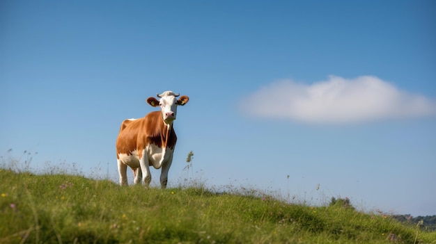 Foto pastoreo de vacas en hierba verde ai generativo ai generado