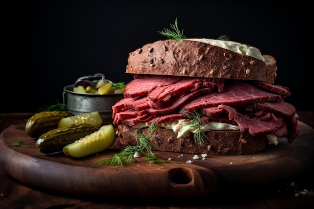 Foto pastrami picante em rye joy