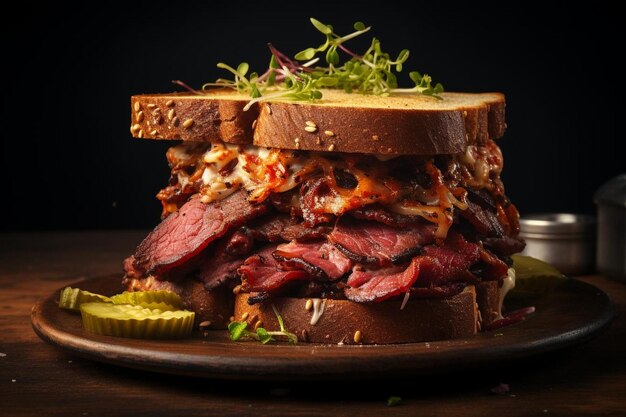 Foto pastrami picante em rye joy