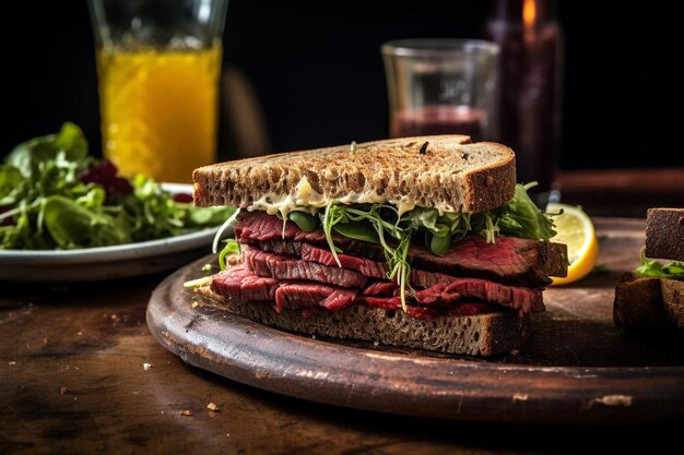 Foto pastrami picante em rye joy