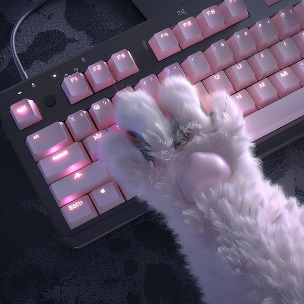 una pata de gato está en un teclado con el número 3 en él