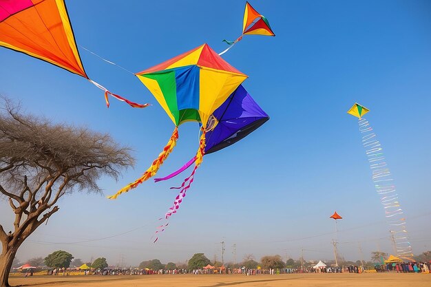 Foto patangkitefirki pipuda für makar sankranti uttarayan vadodara gujaratindien 14. januar 2025