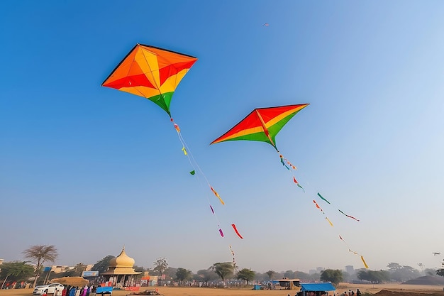 PatangkiteFirki Pipuda für Makar Sankranti Uttarayan Vadodara GujaratIndien 14. Januar 2025