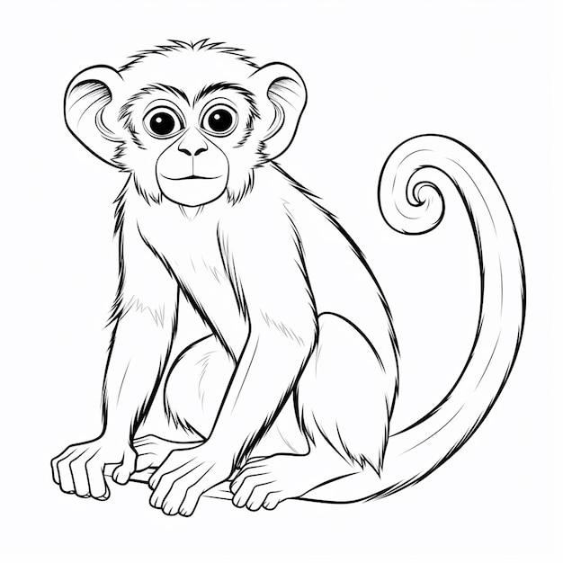 Foto patas monkey hermoso dibujo a mano lindo libro de colorear kawaii arte de línea