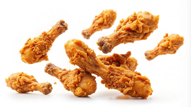 Patas de pollo fritas y crujientes aisladas sobre un fondo blanco