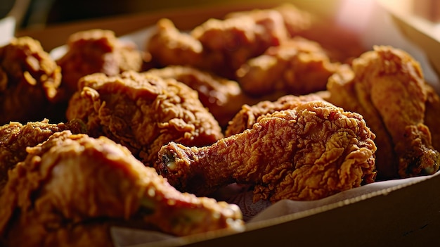 Foto patas de pollo fritas en migas de pan comida rápida en una caja