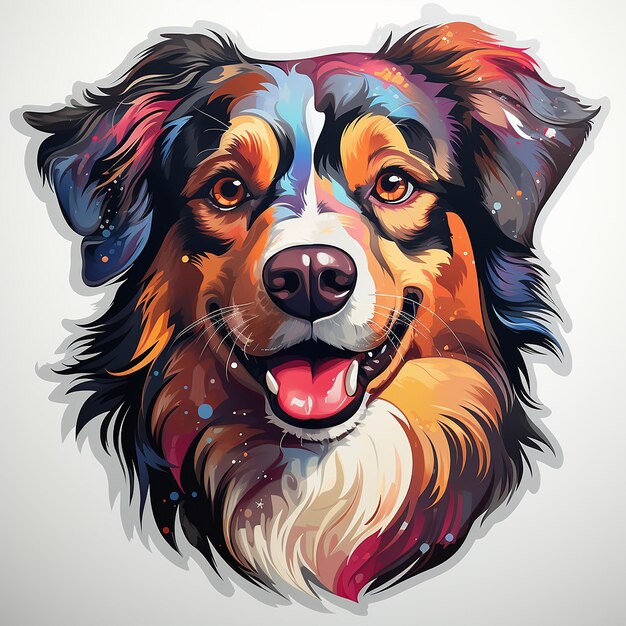 Las patas vibrantes caricaturas realistas el perro lindo Vaporwave Art Sticker