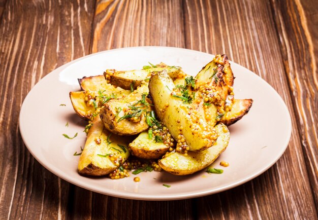 Patata al horno con semillas de mostaza y eneldo