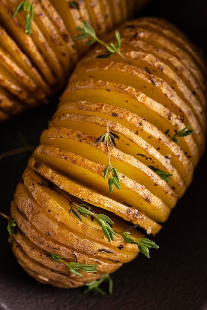 Patata a la plancha con tomillo, pimienta y salsa