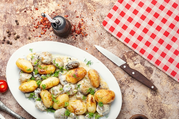 Patatas al horno con champiñones