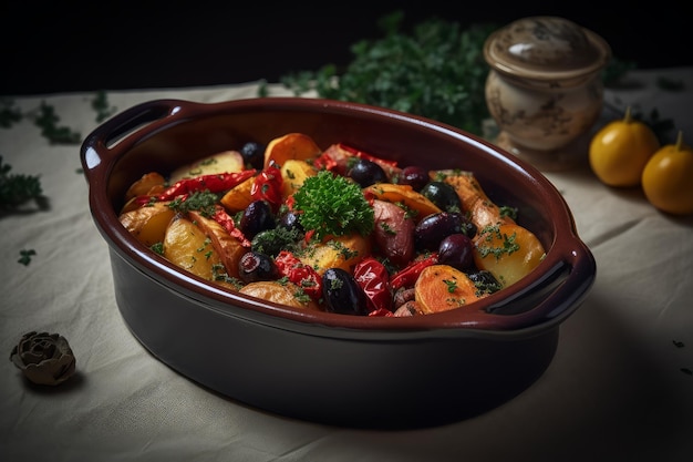 Patatas al horno cocinando crujiente Generar Ai