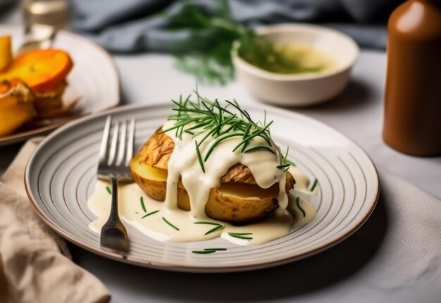 patatas al horno y pollo