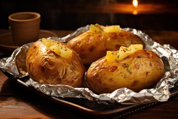 Patatas al horno preparadas en un horno culinario Esta es una ilustración de la gastronomía de la cocina Generar Ai