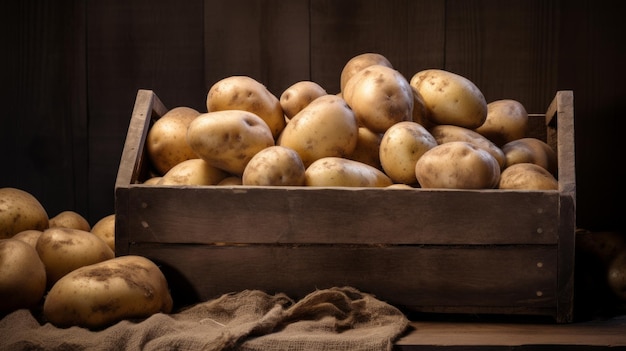 Patatas en una caja de madera generada por una red neuronal