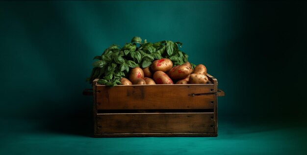 Foto patatas en un contenedor de canasta con patatas