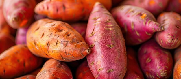 Foto las patatas dulces bien dispuestas de cerca