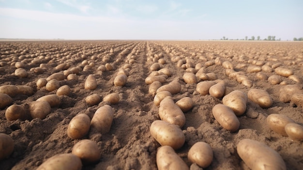 Foto patatas en el fondo del jardín ia generativa