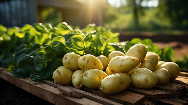 patatas frescas en la canasta de cerca