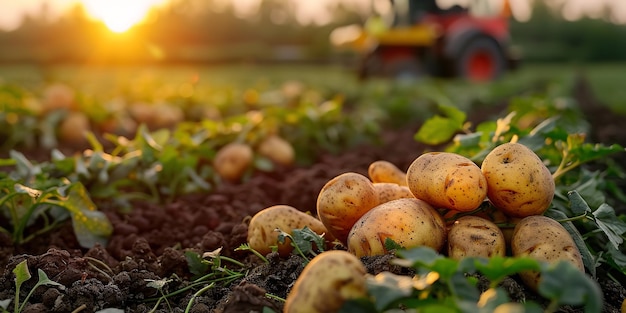 Patatas frescas cosechadas de forma natural y ecológica en el fe Generative Ai