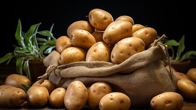 Foto patatas frescas en la mesa