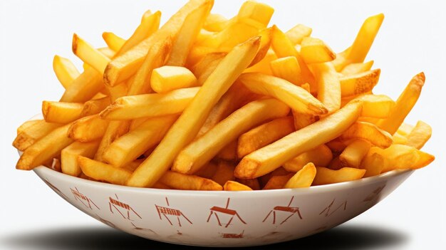 Foto patatas fritas aisladas sobre un fondo blanco batatas fritas douradas