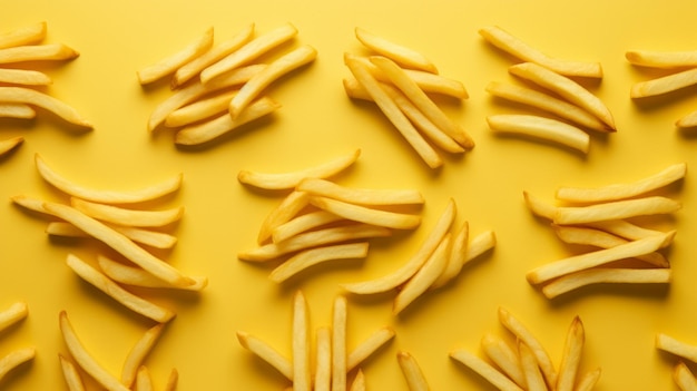 Foto patatas fritas minimalistas en un fondo amarillo uhd imagen