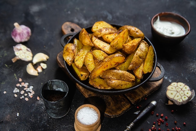 patatas fritas Patata rústica con ajo y especias