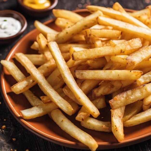 Foto patatas fritas en un plato