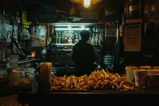 Foto patatas fritas en el pub