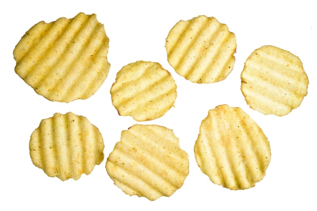 Patatas fritas Pudina aislado sobre fondo blanco.