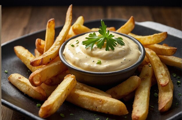 Patatas fritas con salsa de aioli