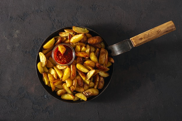 Patatas fritas con salsa brava