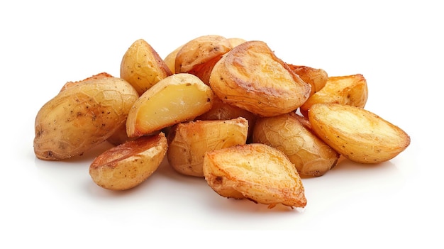 Patatas fritas sobre un fondo blanco