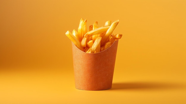 Foto patatas fritas en una taza de papel creadas con