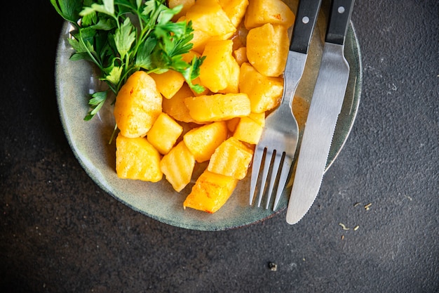 patatas guisadas especias vegetales sin carne comida fresca bocadillo en la mesa espacio de copia fondo de alimentos