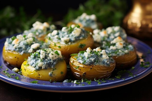 Patatas de queso azul dorado