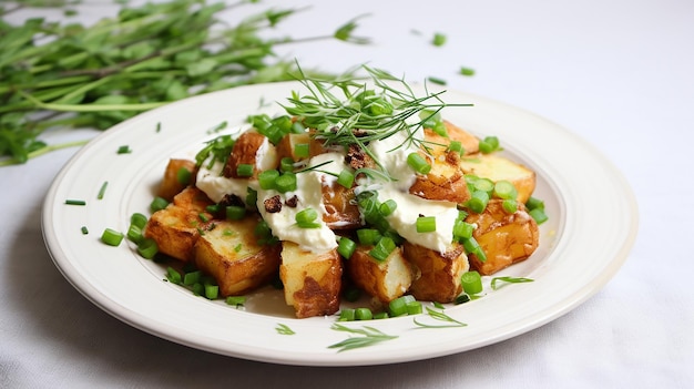 Patatas con Requesón, Cebollino y Tomates Asados