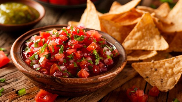 patatas tortillas mexicanas con salsa y salsa en una tabla de madera