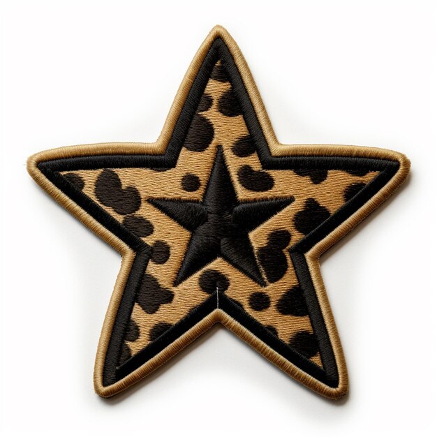 patch de estrela de impressão de leopardo com estrela preta na parte superior