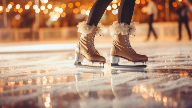 Foto patinação no gelo à noite