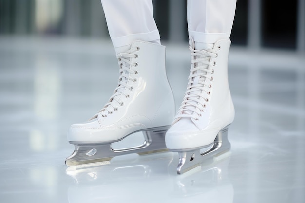 patinação no gelo branca em um conceito de atividades de inverno na arena de gelo
