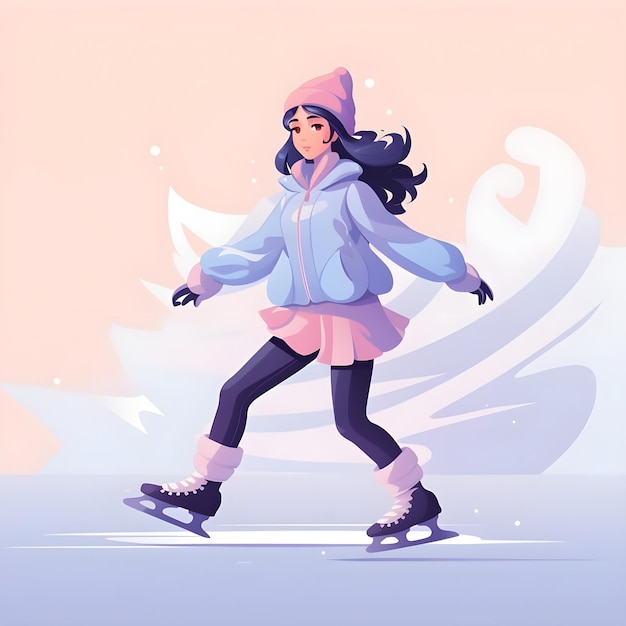 Patinaje sobre hielo Diseño de ilustraciones en la temporada de invierno con nieve Aventura Deportes extremos