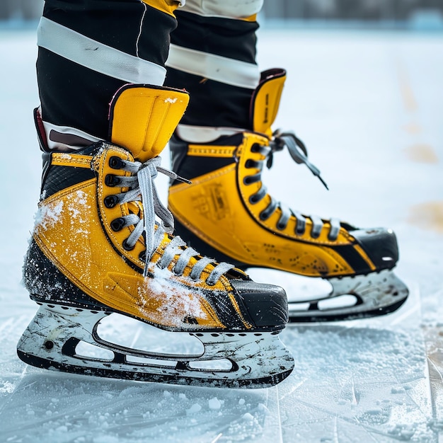 Patines de hockey sobre hielo de alta calidad sobre un fondo blanco