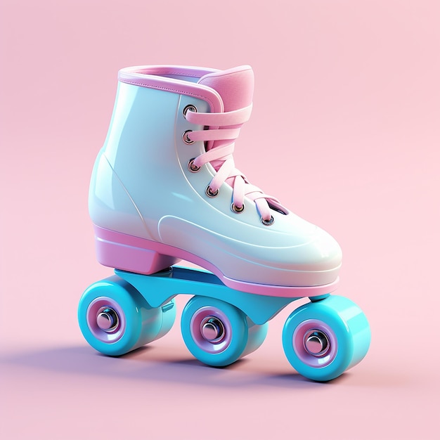 Patins de rolos bonitos em fundo sólido renderizados em 3D