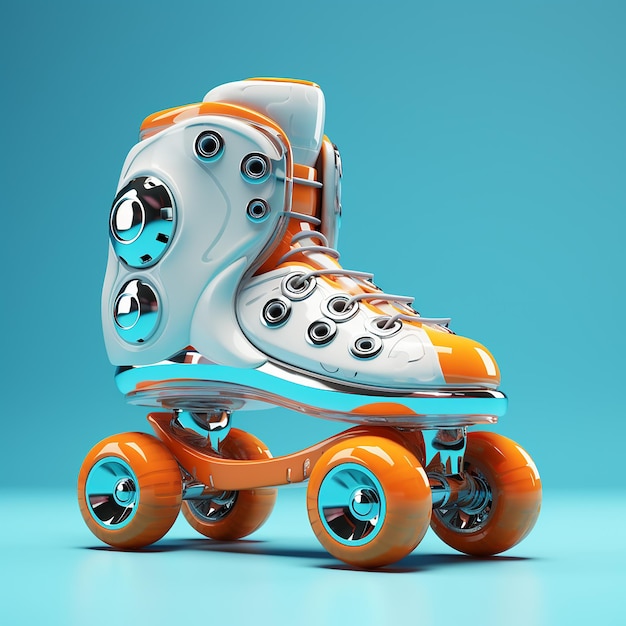 Patins de rolos bonitos em fundo sólido renderizados em 3D