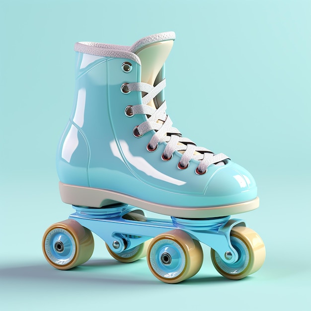 Foto patins de rolos bonitos em fundo sólido renderizados em 3d
